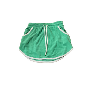 Lavon -Chic Green Mini Skirt with White Accents